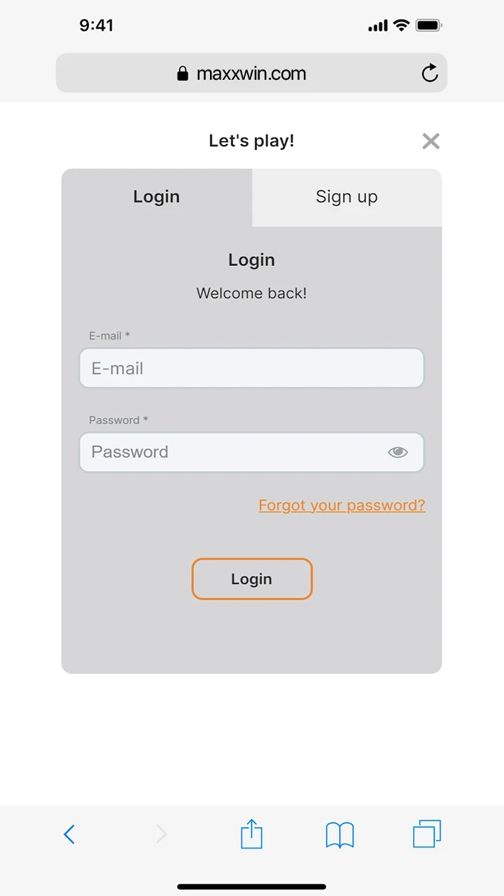 Create or log in to your Maxxwin account.