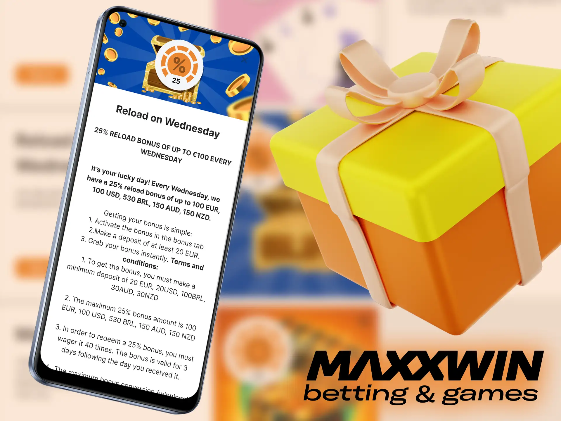 Every Wednesday Maxxwin offers a regular bonus.