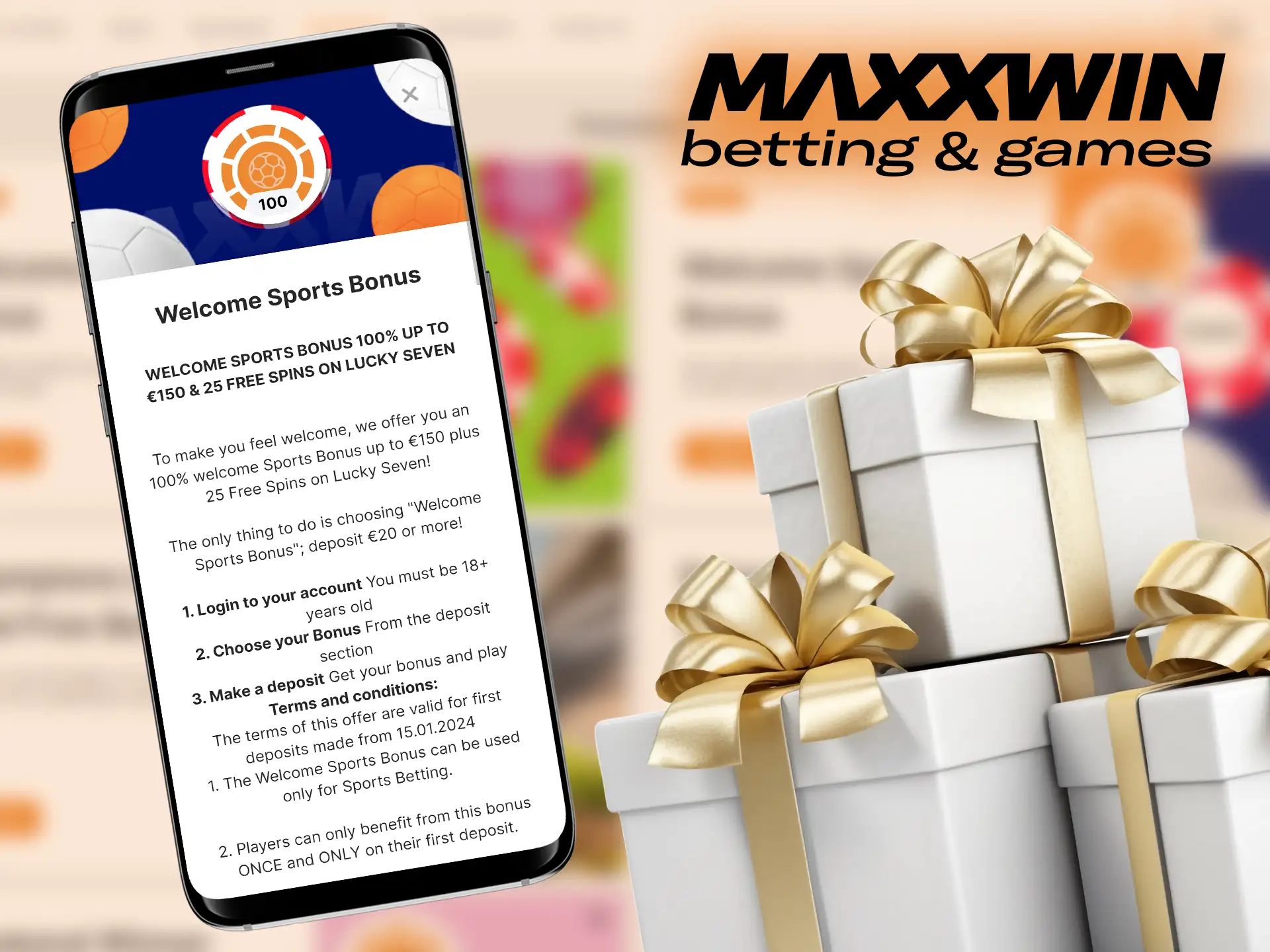 Get a welcome sports bonus on the Maxxwin mobile app.