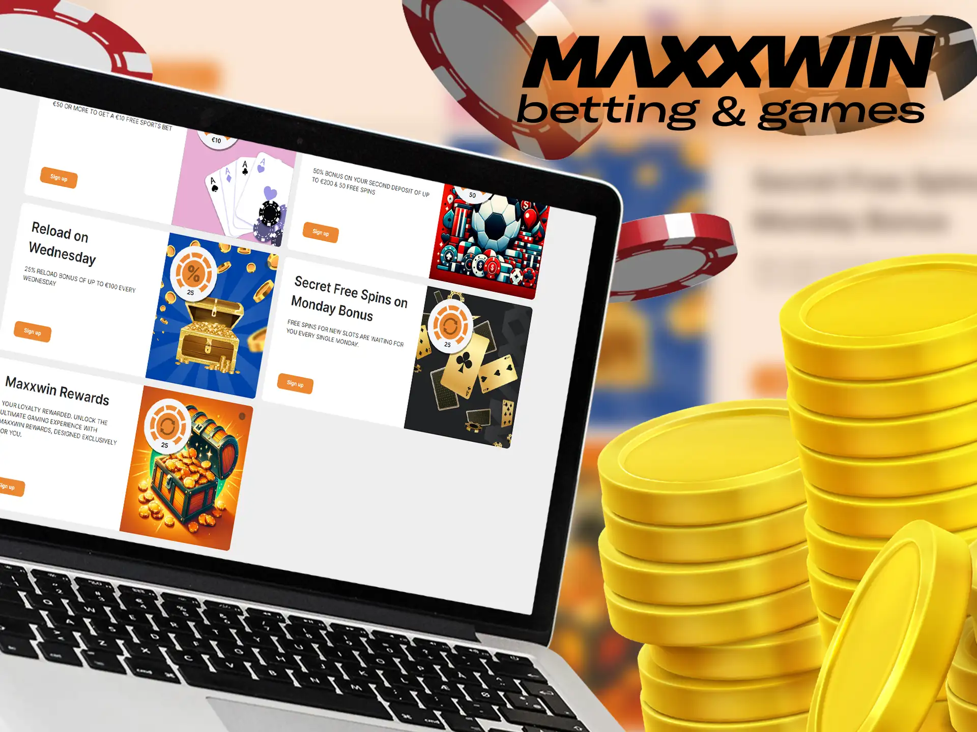 Maxxwin offers a reload bonus for deposits on Wednesdays.