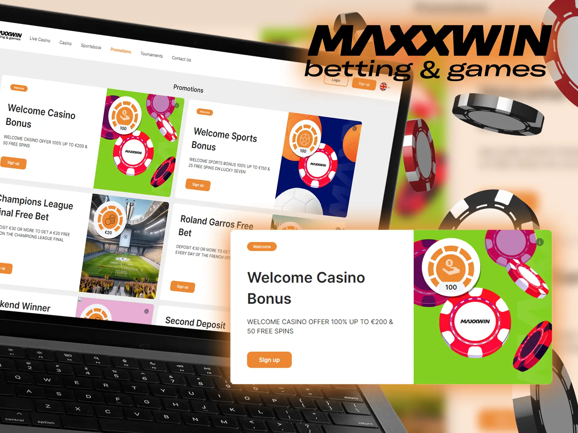 You can get a welcome bonus to play at the Maxxwin casino.