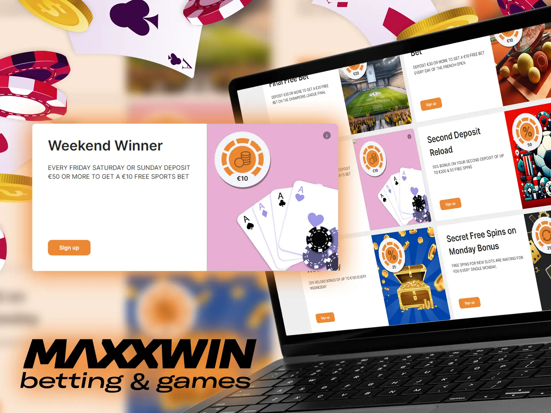 You will receive a freebet for a deposit at Maxxwin on Friday, Saturday or Sunday.