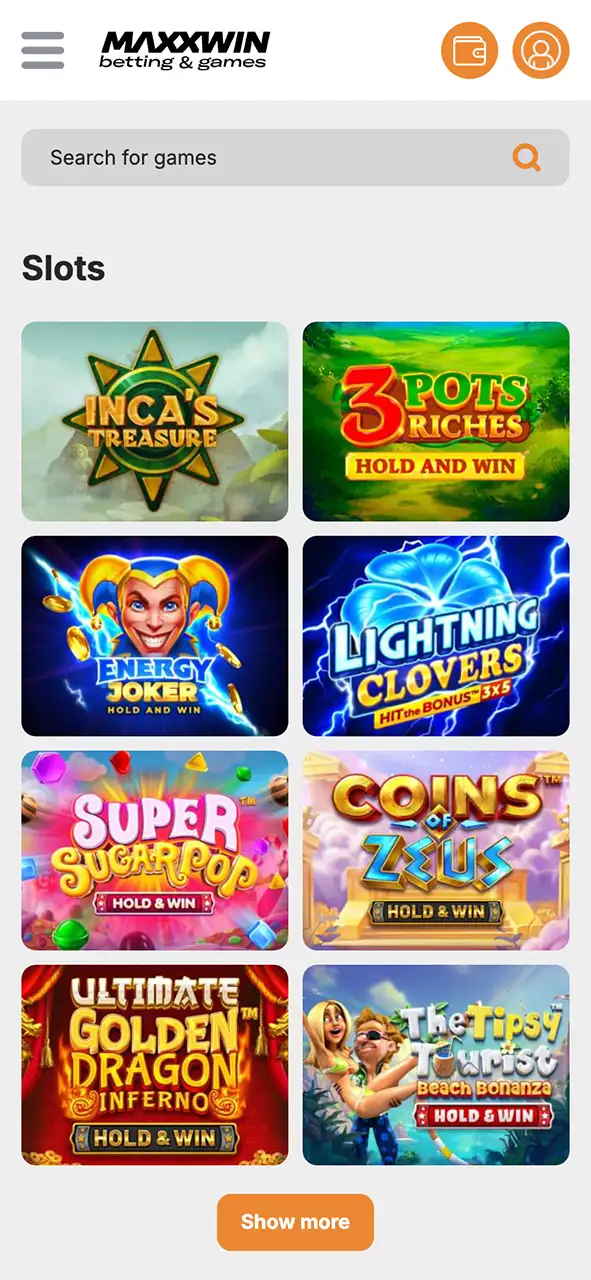 Choose your favourite game and start playing at Maxxwin.
