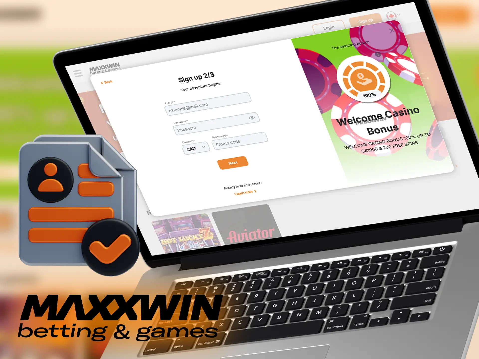 Use your promo code during registration on Maxxwin.