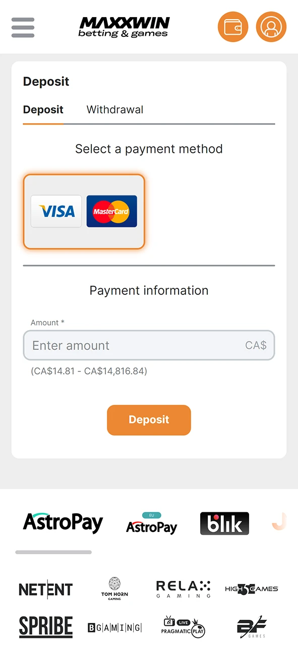 Refill your Maxxwin wallet.