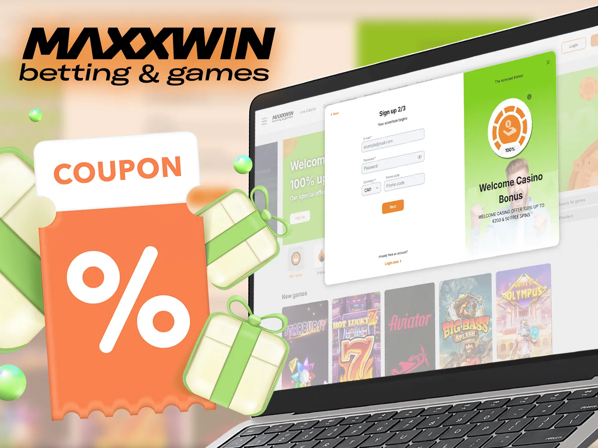 Enter the promo code at Maxxwin to get the signup bonus.