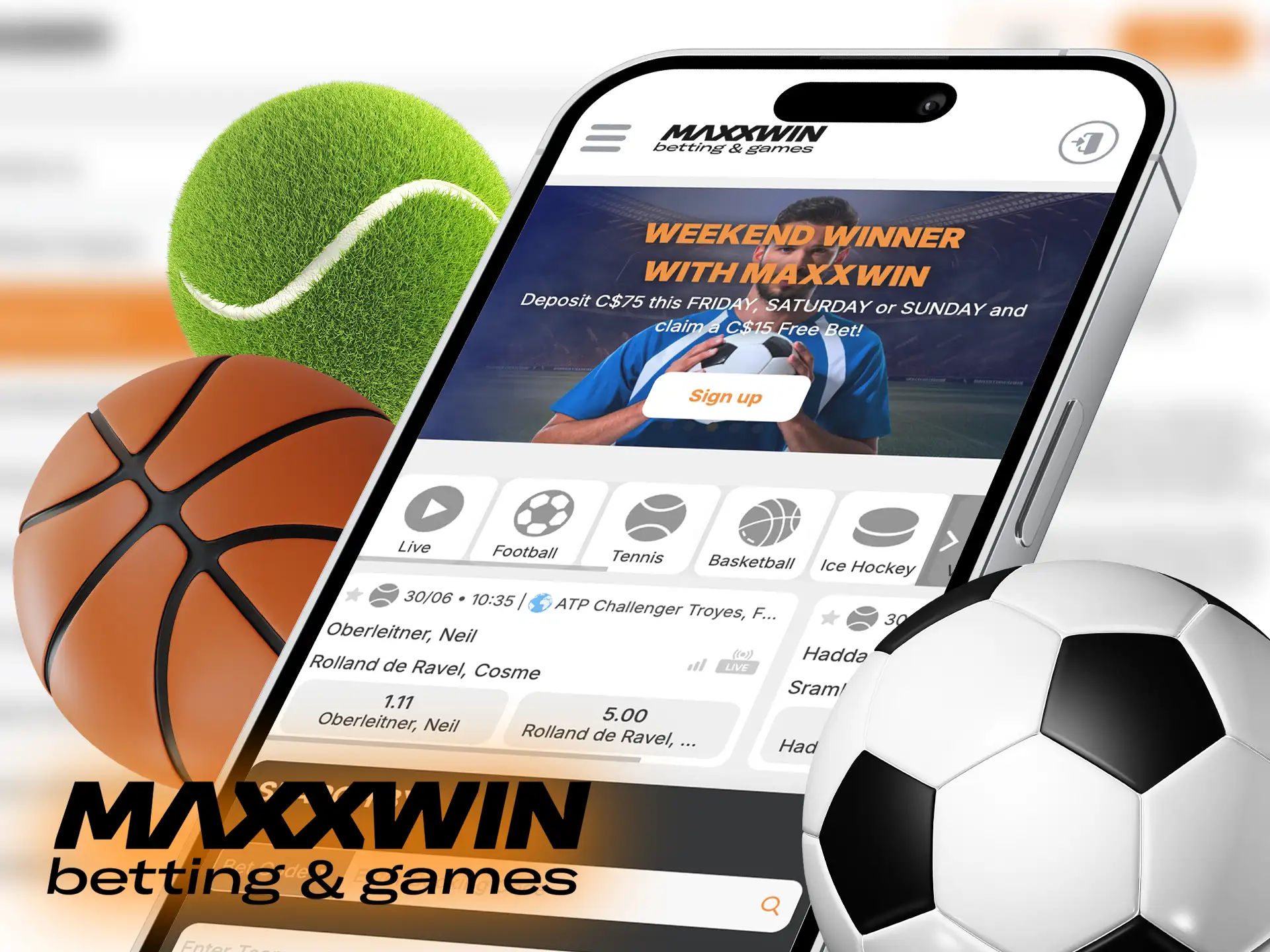 Use the Maxxwin app and bet on sports anytime.