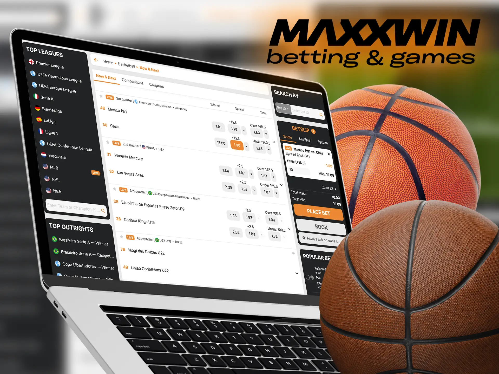 Try basketball betting and follow live action on Maxxwin.