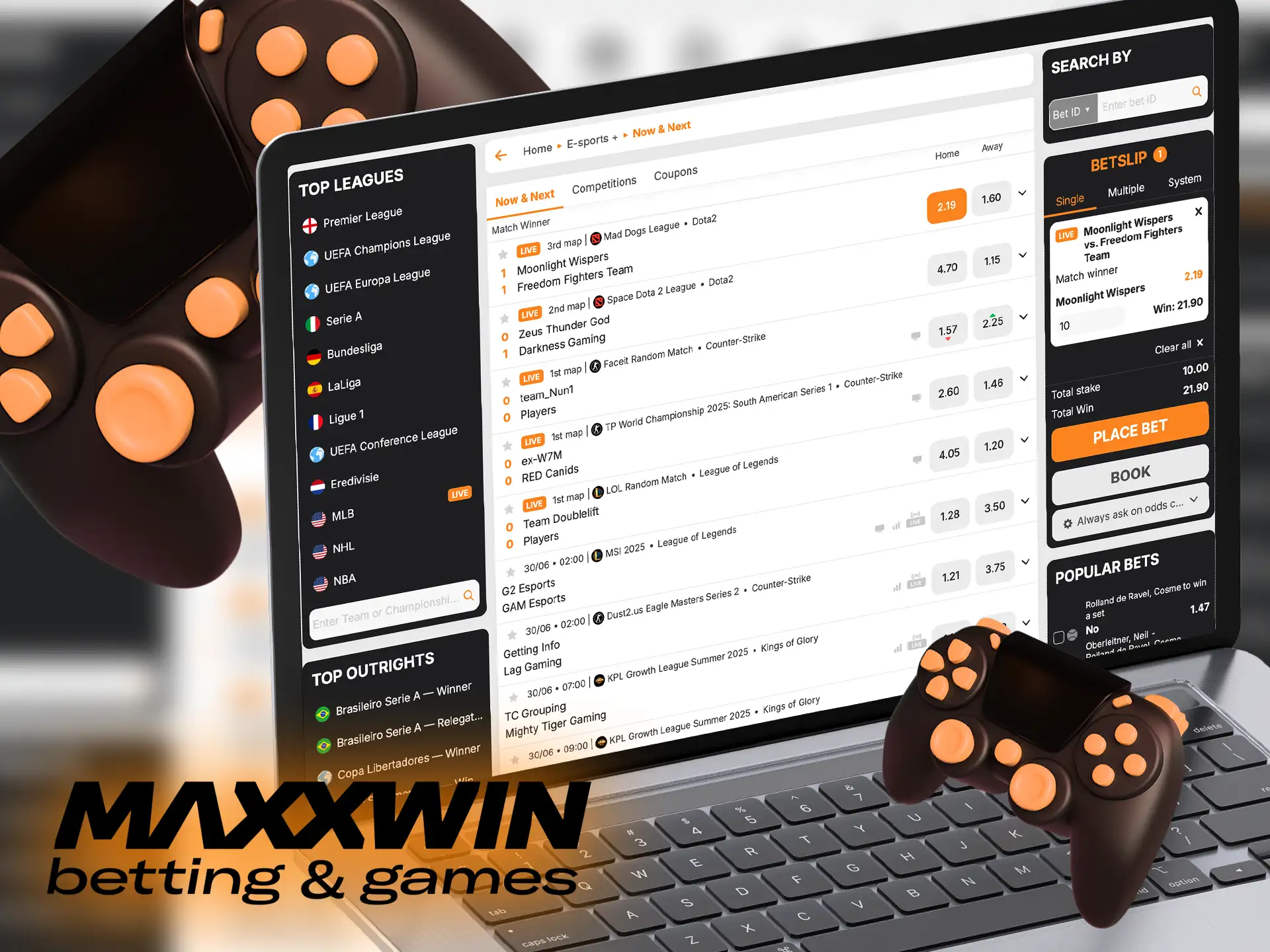 Join top competitions with esports betting at Maxxwin.