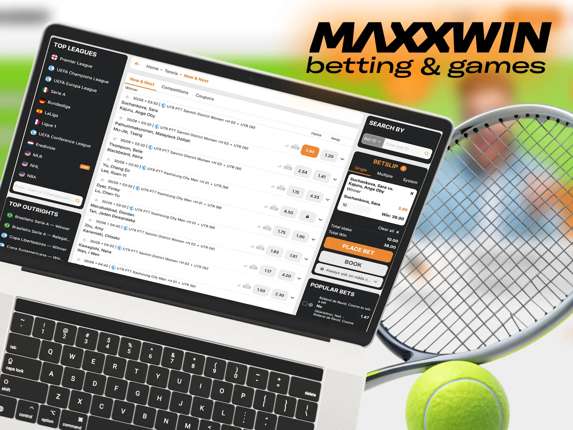Play smart and bet on tennis matches through Maxxwin.